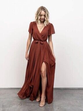 Baltic Born Kristina Maxi Dress Size 1X Rosy Brown V Neck